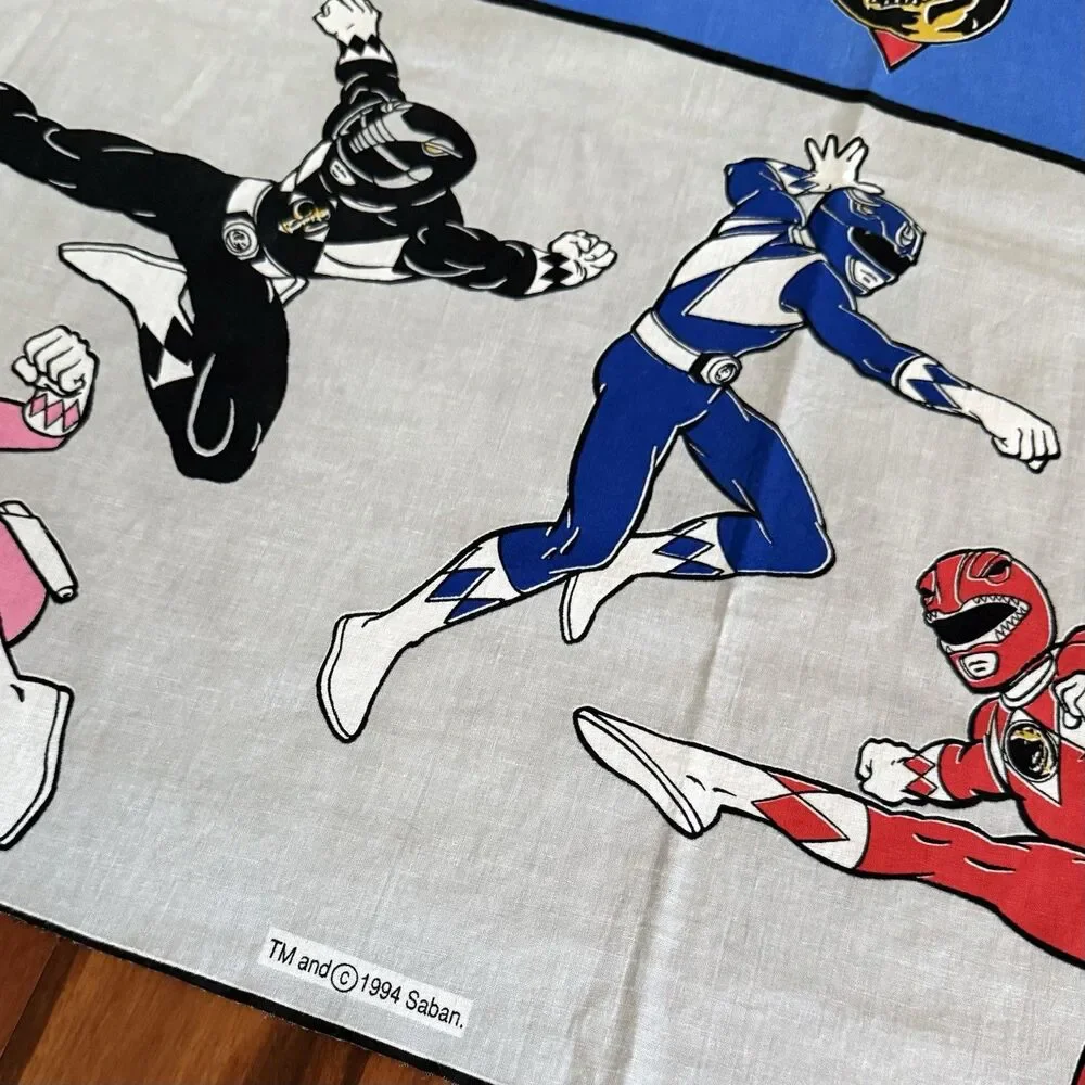 Vtg 90s Power Rangers Fabric Panel Remnant Saban Crafting Material 88